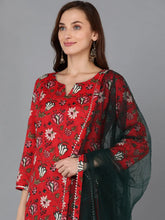 Women Cotton Blend Floral Printed Kurta-VKSKD1719